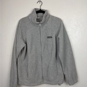 Columbia Light Gray Full-Zip Teddy Fleece Jacket